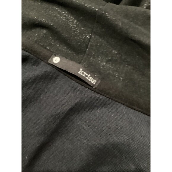 Revolve Krisa Metallic Black Navy Blue Open Front Long Sleeve Knit Cardigan - Picture 6 of 7